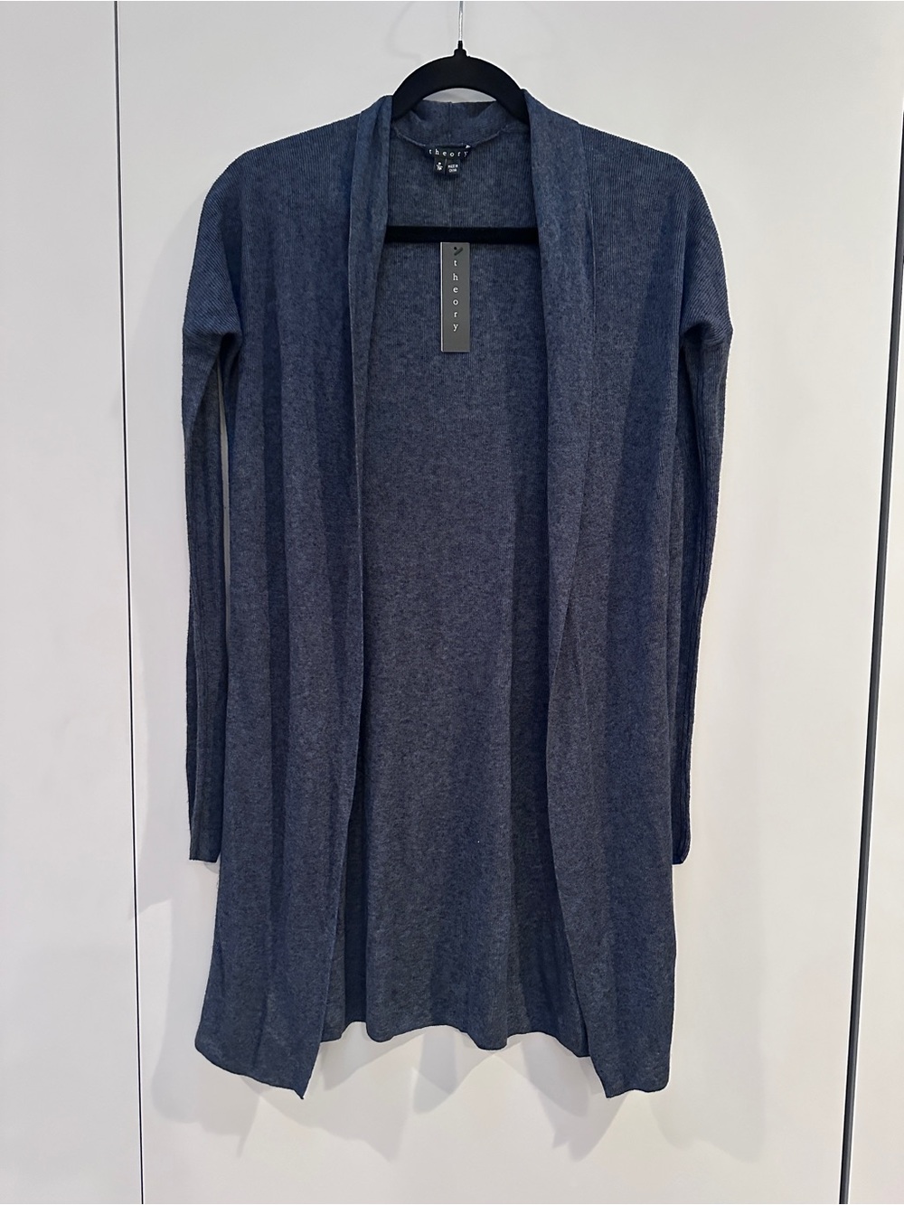NWT Theory Long Open-Front Knit Cardigan - Navy - sz P